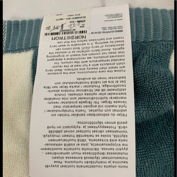 Marimekko Blue Gray/Off White Stripe Nimikko Bath Towel - Picture 8 of 8